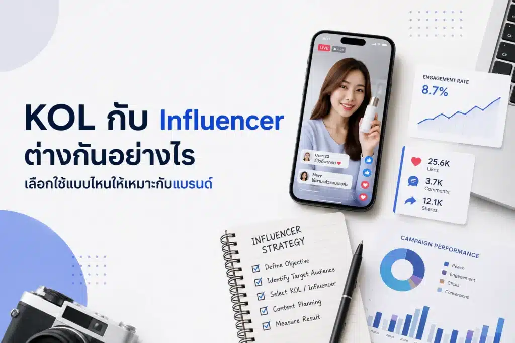 KOL กับ Influencer ต่างกันอย่างไร เลือกใช้แบบไหนให้เหมาะกับแบรนด์
