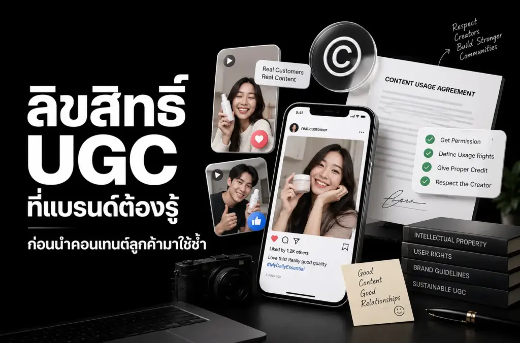 เข้าใจสิทธิ์การใช้งาน UGC ก่อนนำคอนเทนต์ที่ลูกค้าโพสต์มาใช้ในโฆษณาหรือโซเชียลมีเดียของแบรนด์ พร้อมวิธีขออนุญาตอย่างถูกต้องและความเสี่ยงที่ควรระวัง