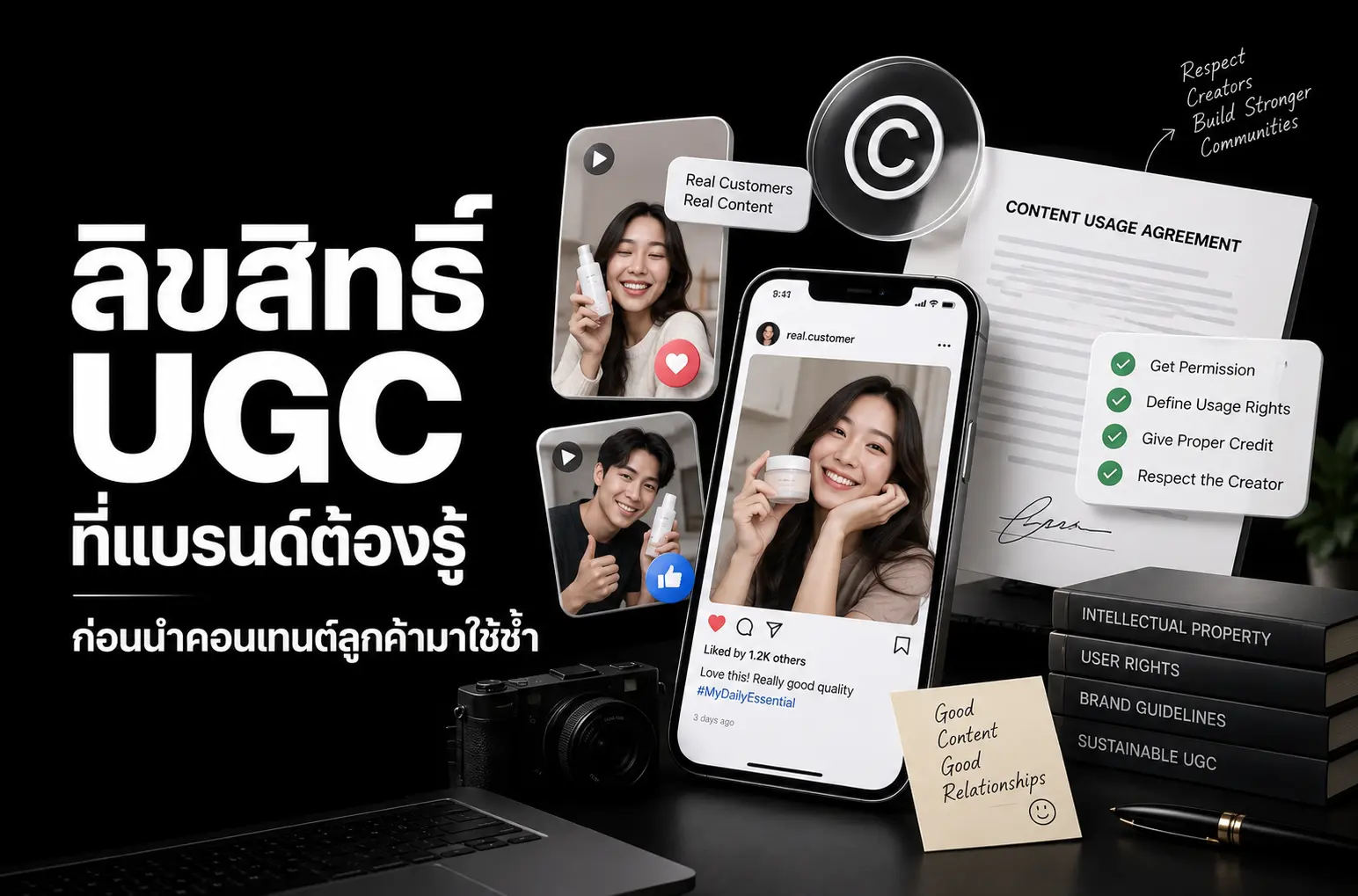 เข้าใจสิทธิ์การใช้งาน UGC ก่อนนำคอนเทนต์ที่ลูกค้าโพสต์มาใช้ในโฆษณาหรือโซเชียลมีเดียของแบรนด์ พร้อมวิธีขออนุญาตอย่างถูกต้องและความเสี่ยงที่ควรระวัง
