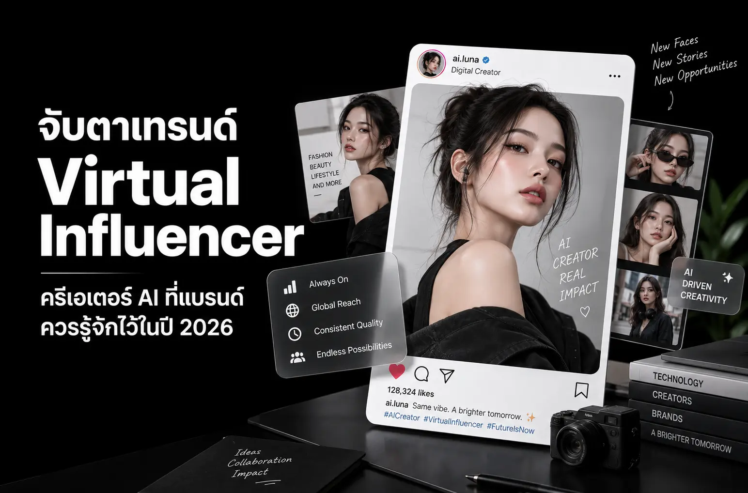 สำรวจเทรนด์ Virtual Influencer ครีเอเตอร์ AI ที่แบรนด์ทั่วโลกเริ่มลงทุนมากขึ้น พร้อมข้อมูล Engagement เปรียบเทียบกับ Influencer มนุษย์ และข้อจำกัดที่ควรรู้ก่อนตัดสินใจใช้